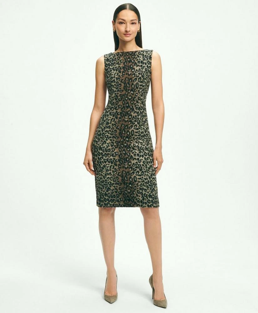 商品Brooks Brothers|Wool Blend Leopard Print Sheath Dress,价格¥1172,第1张图片