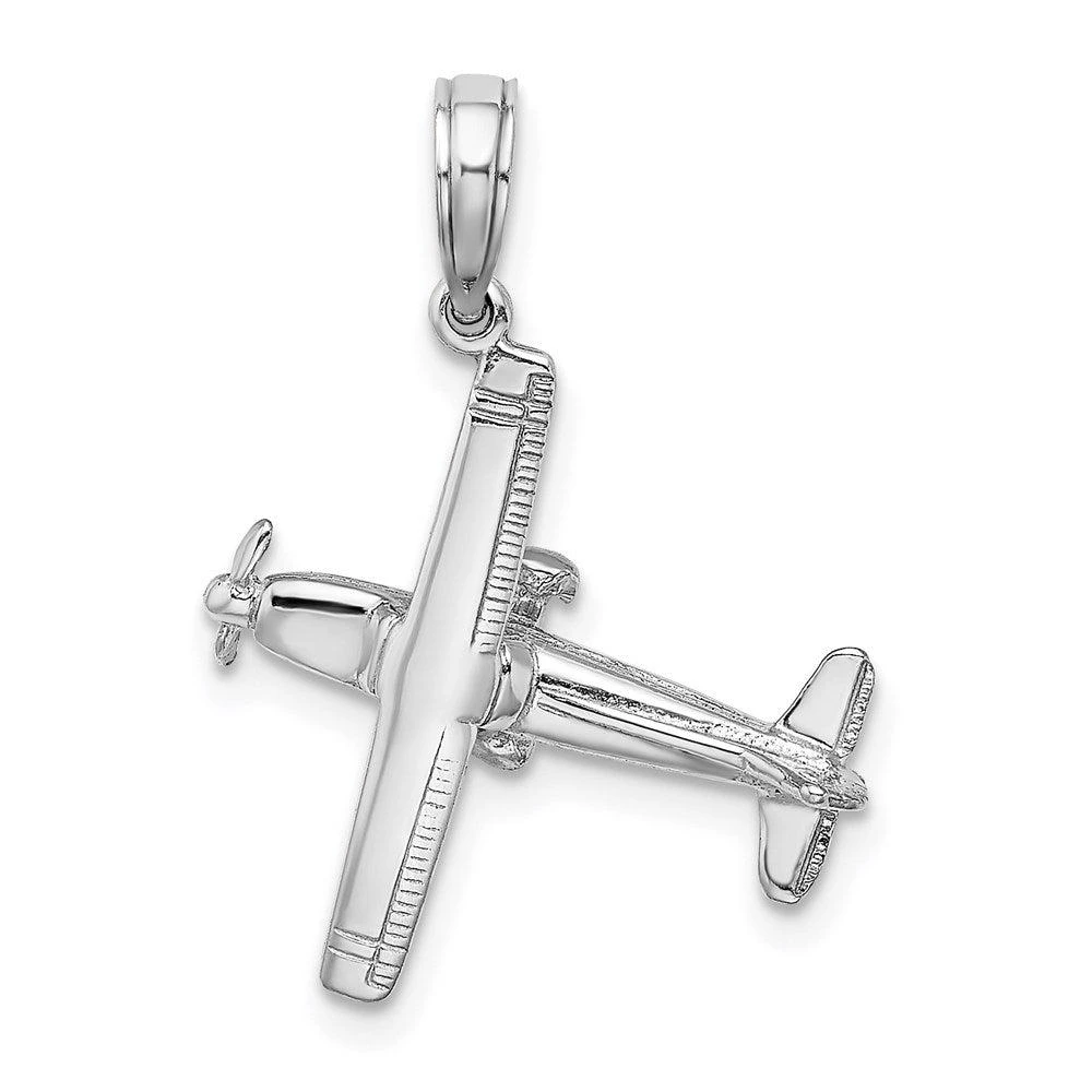 商品Diamond2Deal|14K White Gold 3-D High Wing Airplane Charm,价格¥2772,第4张图片详细描述