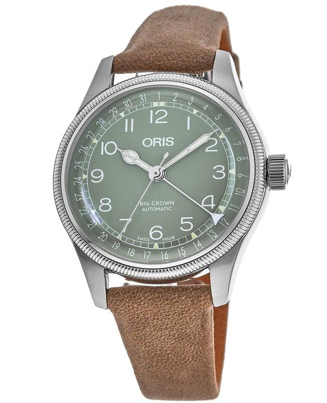 Oris Big Crown Pointer Date Green Dial Brown Leather Strap Women's Watch 01 754 7749 4067-07 5 17 68商品第1张图片规格展示