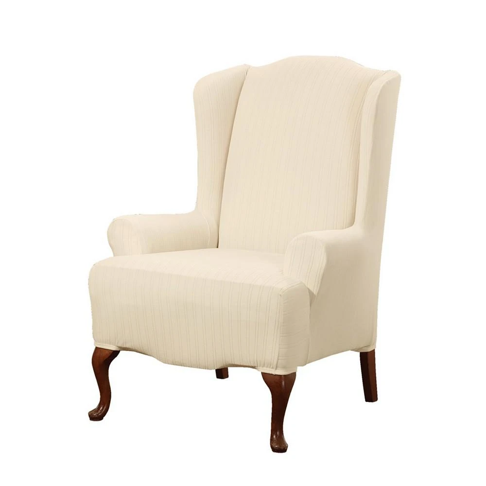 Stretch Pinstripe One Piece Wing Chair Slipcover 商品