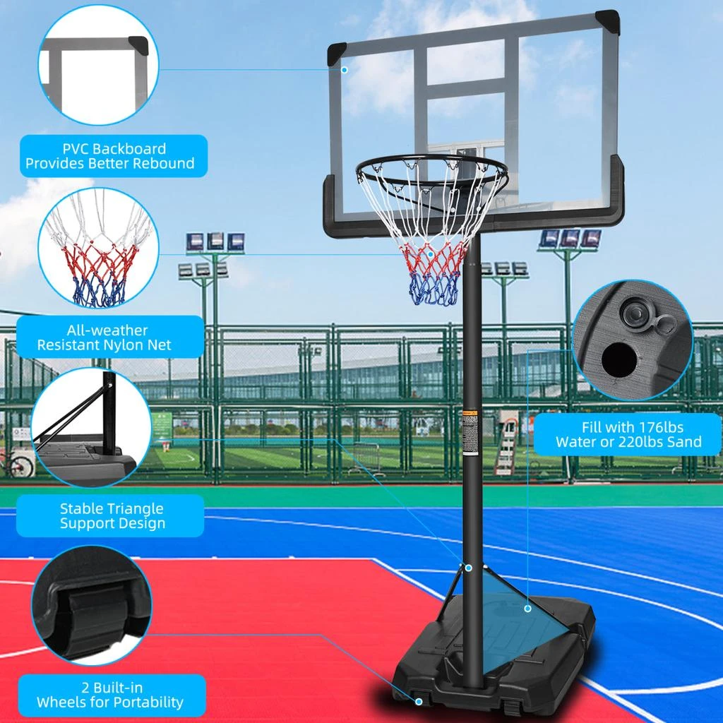 商品Simplie Fun|Portable Basketball Hoop Backboard System Stand Height Adjustable 6.6ft,价格¥2330,第5张图片详细描述