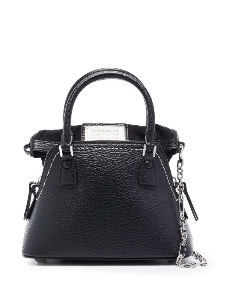 商品MAISON MARGIELA|'5AC Micro' Black Shoulder Bag with Logo Label in Grainy Leather Woman Maison Margiela,价格¥9471,第1张图片