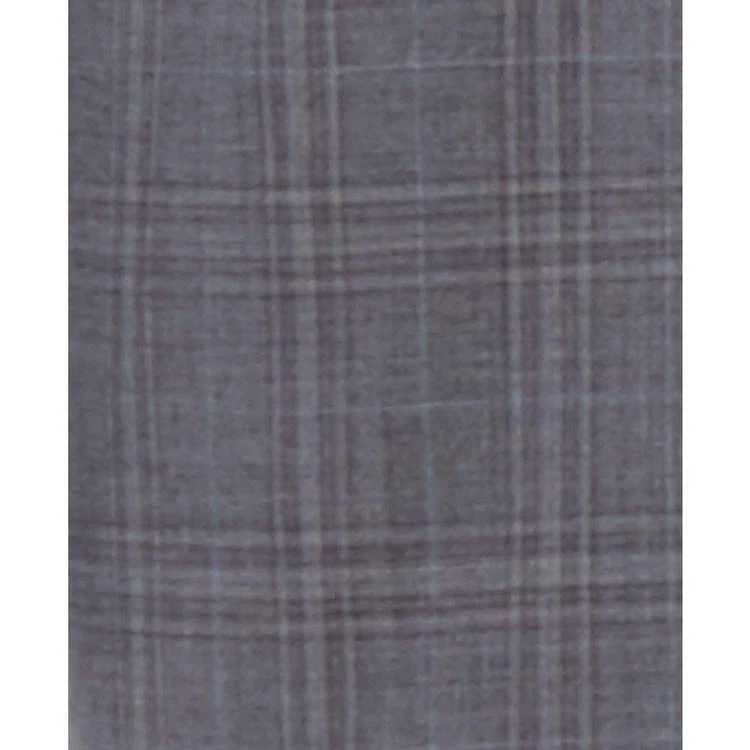 Men's Modern-Fit Gray and Blue Plaid Windowpane Vested Suit 商品