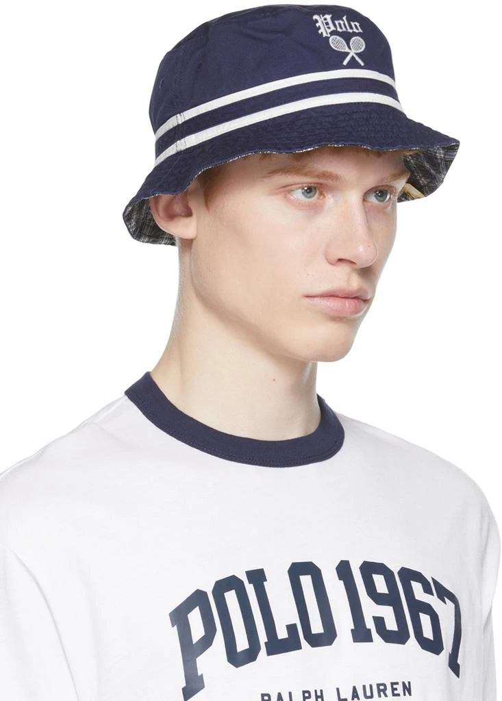 商品Ralph Lauren|Reversible Navy Cotton Plaid Bucket Hat,价格¥244,第2张图片详细描述