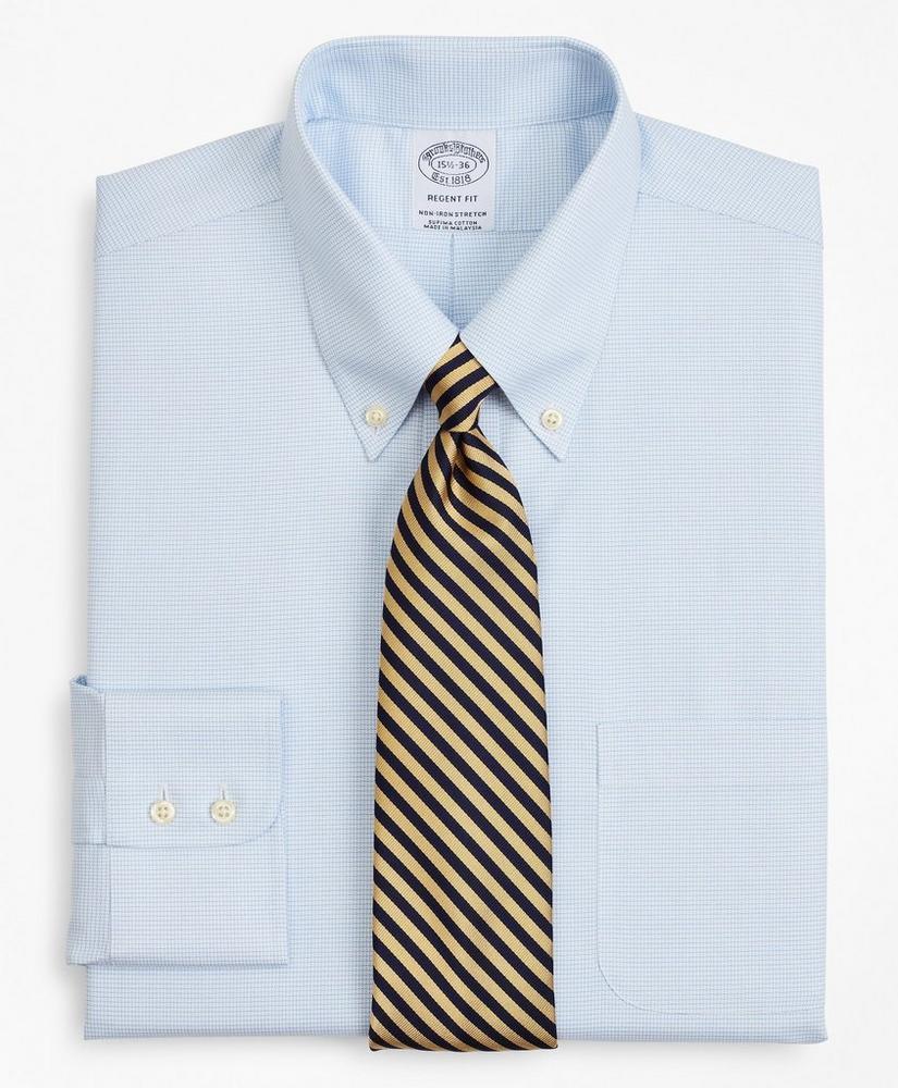 商品Brooks Brothers|Stretch Regent Regular-Fit Dress Shirt, Non-Iron Twill Button-Down Collar Micro-Check,价格¥954,第1张图片
