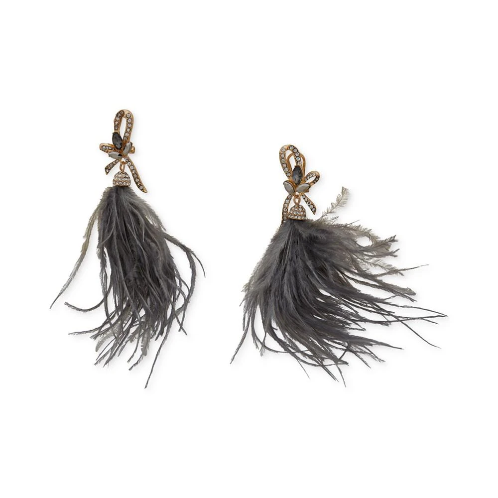 商品Lonna & Lilly|Gold-Tone Crystal Bow & Feather Linear Drop Earrings,价格¥238,第1张图片