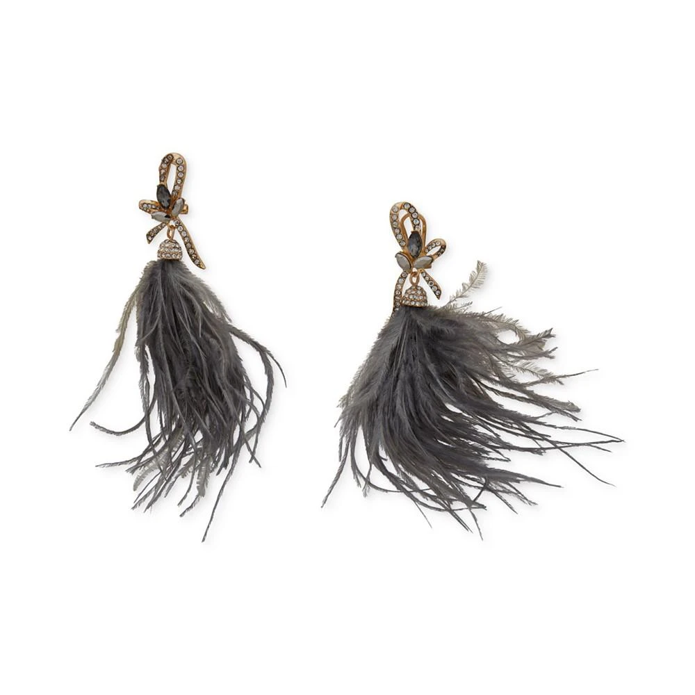 商品Lonna & Lilly|Gold-Tone Crystal Bow & Feather Linear Drop Earrings,价格¥120,第1张图片