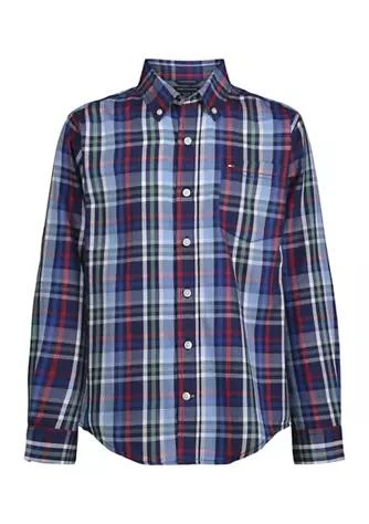 商品Tommy Hilfiger|Hilfiger Boys 8 20 Long Sleeve Central Twill Weave Plaid Shirt,价格¥160,第1张图片