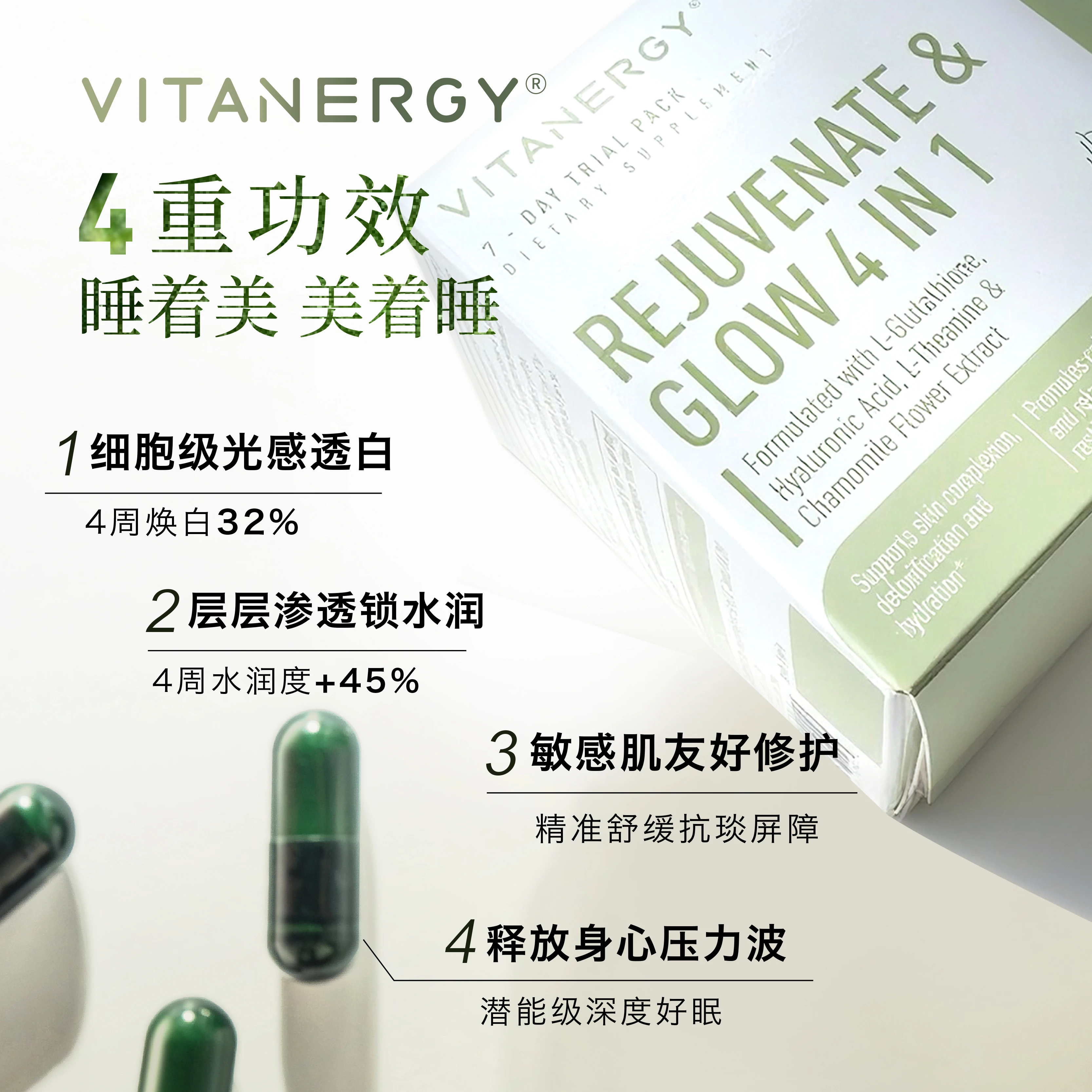 加拿大Vitanergy维生能28天晚安发光瓶旅行装 14粒/盒  | Vitanergy Rejuvenate & Glow 4 IN 1 14caps 商品