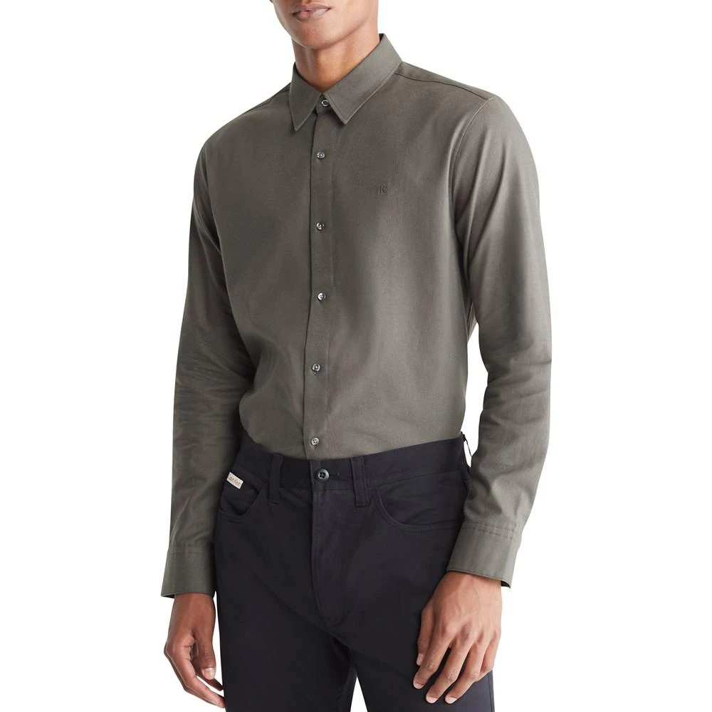 商品Calvin Klein|Men's Regular-Fit Solid Button-Down Flannel Shirt,价格¥637,第1张图片