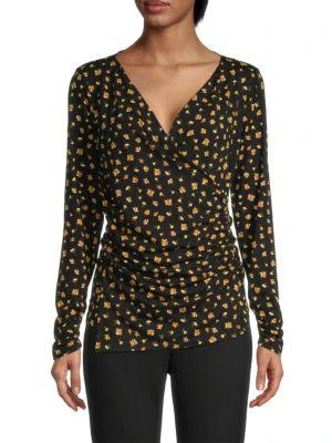 商品Tahari|Floral Print Wrap Top,价格¥120,第1张图片