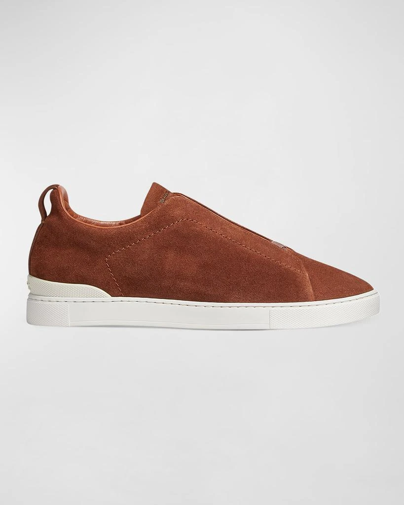 商品Zegna|Men's Triple Stitch Suede Low-Top Sneakers,价格¥6872,第1张图片