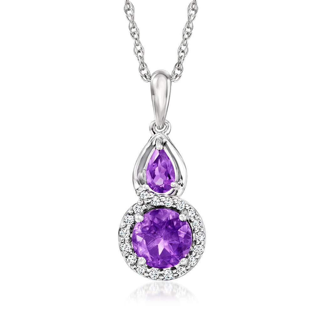 商品Ross-Simons|Ross-Simons Amethyst Pendant Necklace With . Diamonds in Sterling Silver,价格¥787,第1张图片