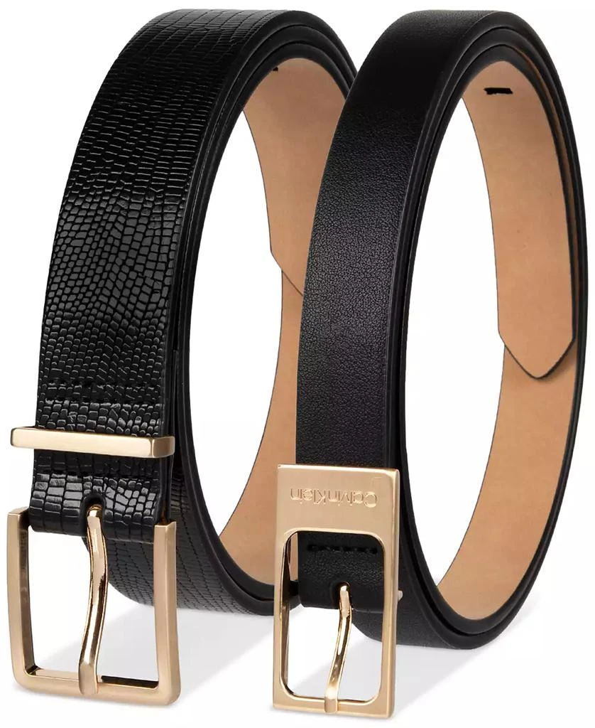 商品Calvin Klein|2-Pc. Skinny Faux-Leather & Embossed Belt Set,价格¥249,第5张图片详细描述