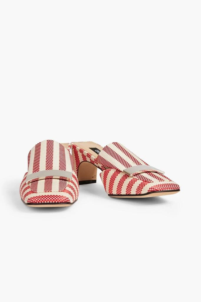 商品Sergio Rossi|Embellished striped woven mules,价格¥1801,第2张图片详细描述