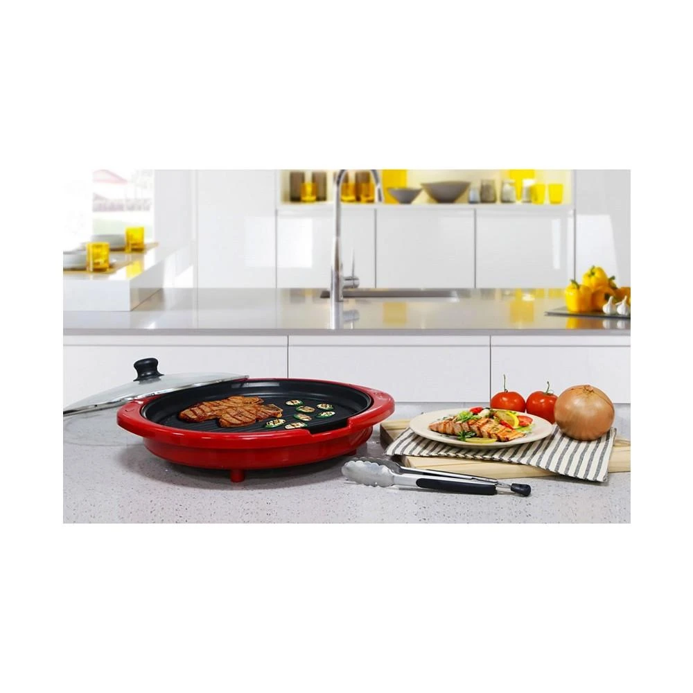 14 inch Smokeless Indoor Electric BBQ Nonstick Grill with Glass Lid, Dishwasher Safe 商品