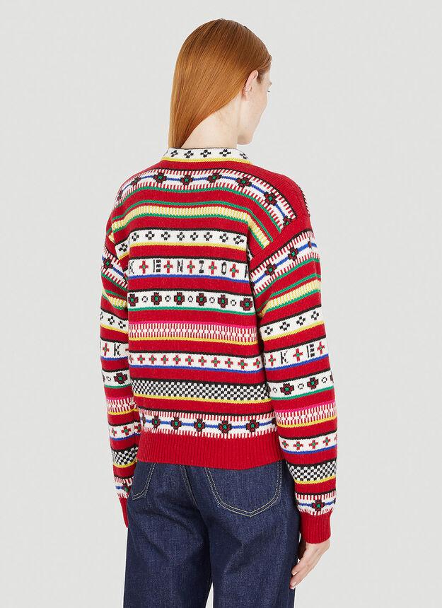 Graphic Intarsia Sweater in Red商品第4张图片规格展示