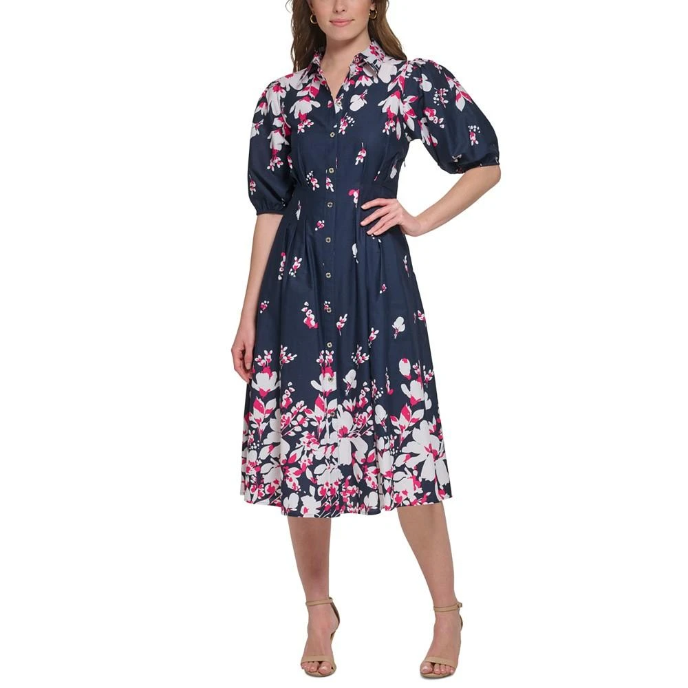 商品Tommy Hilfiger|Women's Cotton Puff-Sleeve Floral Midi Dress,价格¥422,第1张图片