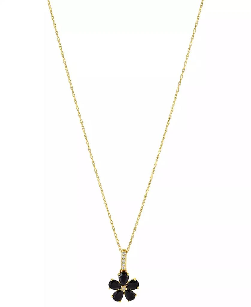 商品Macy's|Onyx & Diamond Accent Flower 18" Pendant Necklace in 10k Gold,价格¥1630,第1张图片