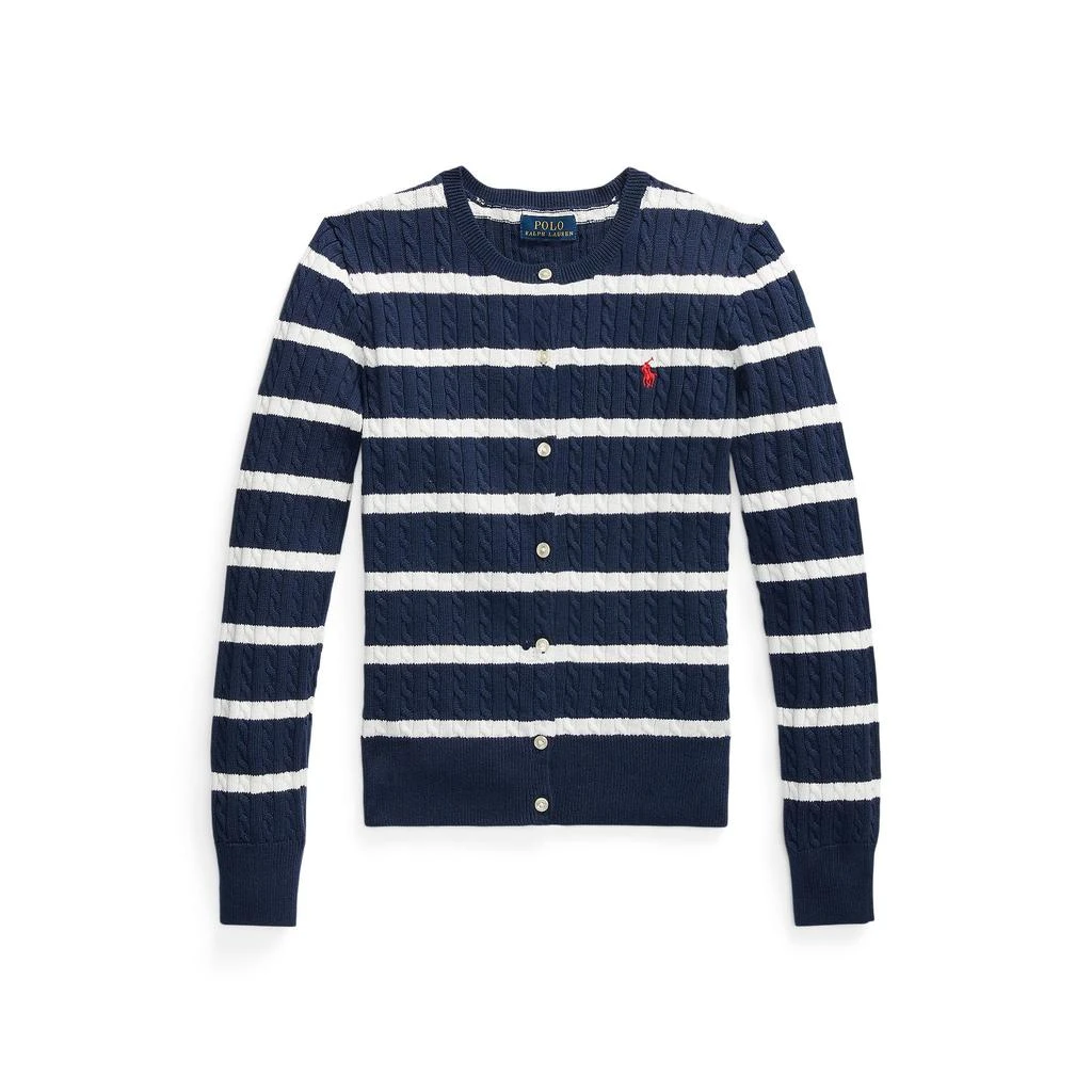 商品Ralph Lauren|Striped Mini-Cable Cotton Cardigan (Big Kid),价格¥275,第1张图片