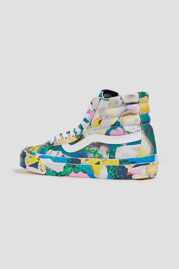 Leather-trimmed printed canvas high-top sneakers商品第3张图片规格展示