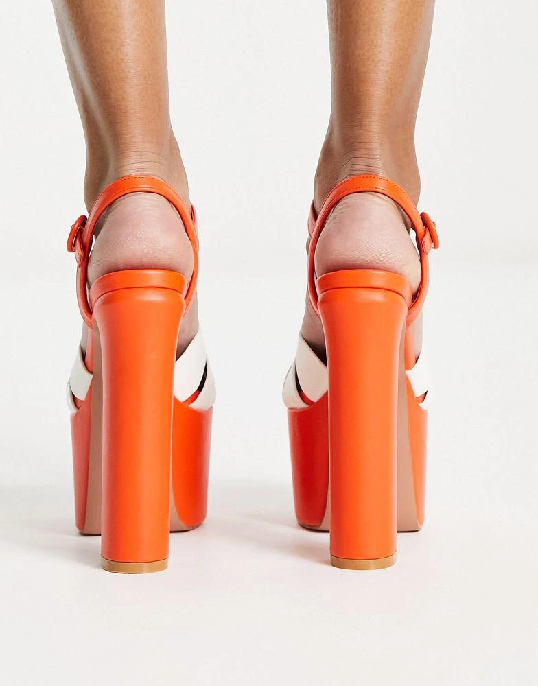 商品Daisy Street|Daisy Street platform heeled sandals in orange,价格¥93,第2张图片详细描述