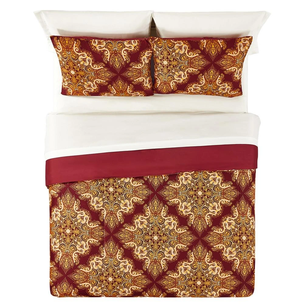 商品Keeco|Red Selma Medallion 8 Piece Reversible Comforter Set, Created for Macy's,价格¥223,第5张图片详细描述