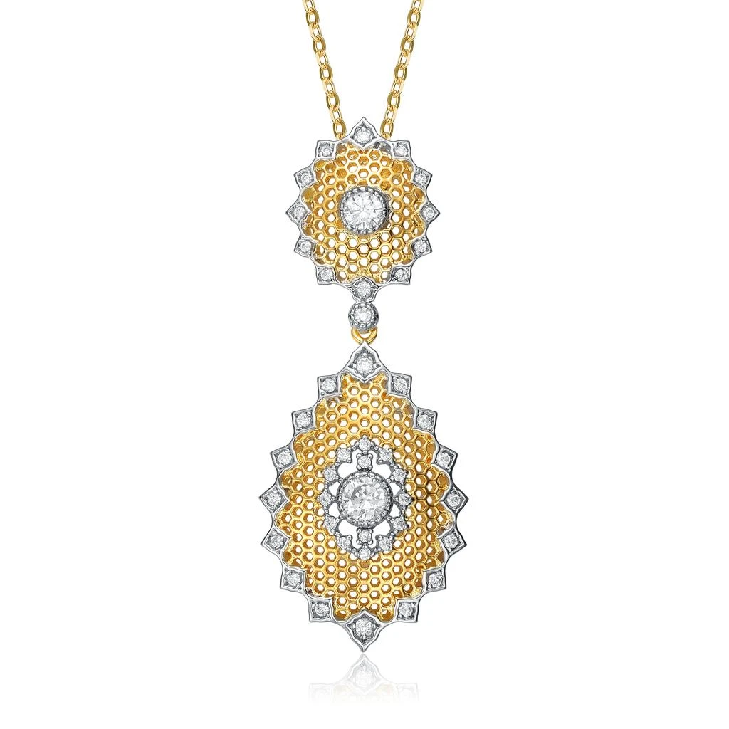 商品Rachel Glauber|Rachel Glauber Rhodium And 14k Gold Plated Cubic Zirconia Pendant Necklace,价格¥581,第1张图片