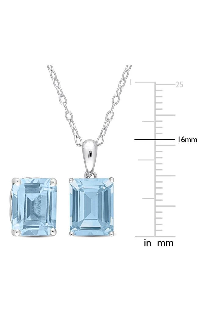 商品DELMAR|Emerald Cut Blue Topaz Pendant Necklace & Stud Earrings Set,价格¥824,第4张图片详细描述