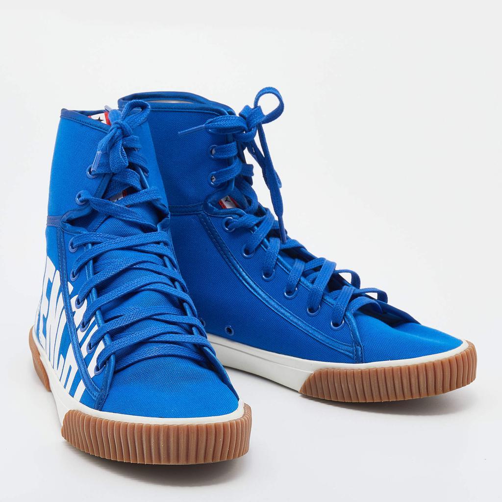 商品[二手商品] Givenchy|Givenchy Blue Canvas Boxing High Top Sneakers Size 37,价格¥1325,第6张图片详细描述