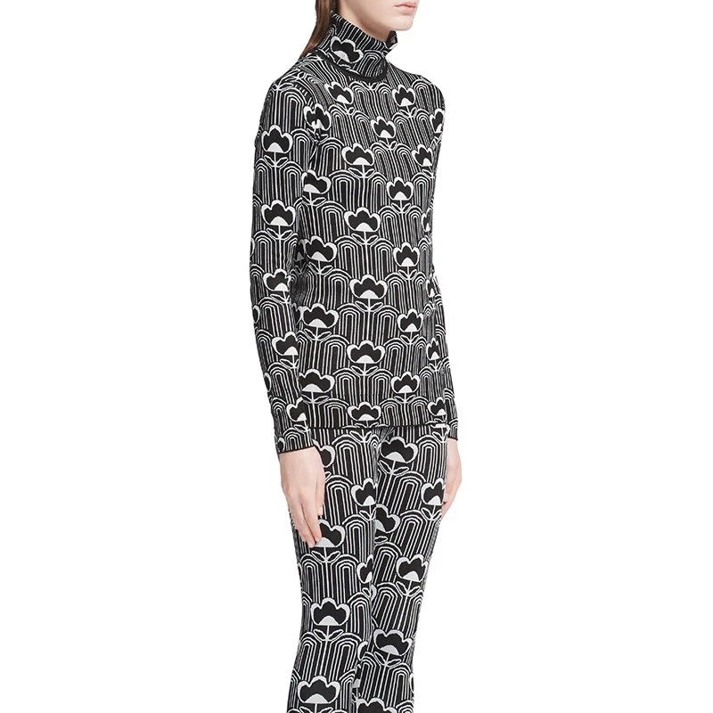 商品Prada|【预售3-7天】【包税】PRADA/普拉达 21年秋冬新款 女士黑白复古风修身提花长袖高领毛衣P26421_1ZX3_F0967_S_212,价格¥76637,第5张图片详�细描述
