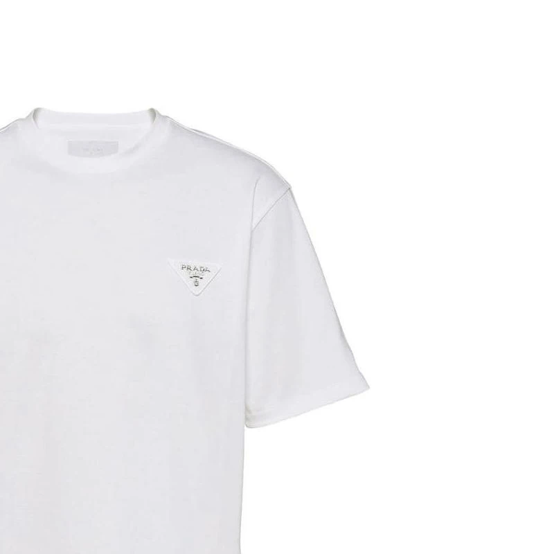 商品[国内直发] Prada|普拉达 字母徽标贴片圆领短袖T恤 男款 白色,价格¥7240,第5张图片详细描述