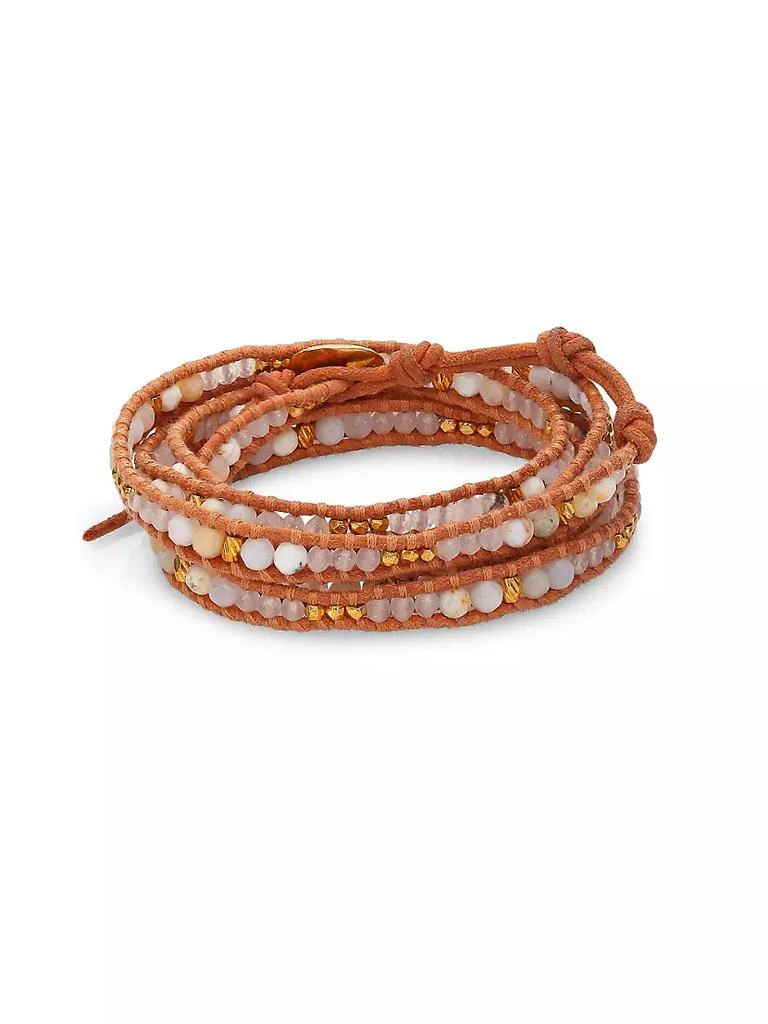 商品Chan Luu|White Opal, White Jade & Leather Beaded Wrap Bracelet,价格¥1828,第1张图片