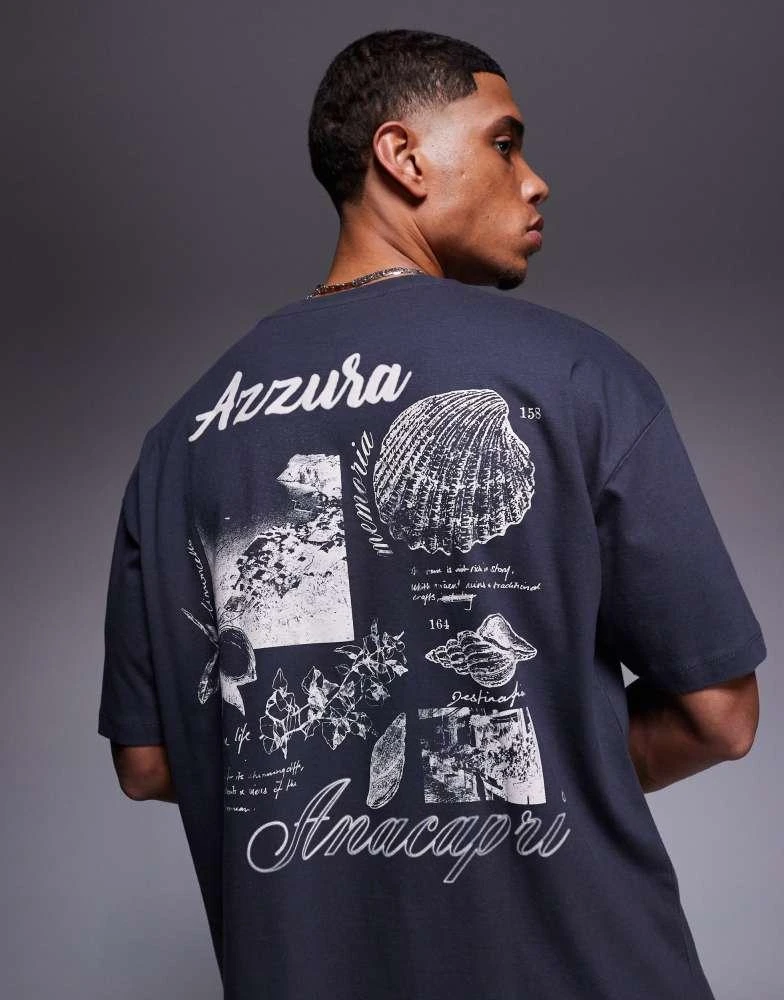 商品ASOS|ASOS DESIGN oversized t-shirt with scenic graphics in charcoal,价格¥187,第1张图片