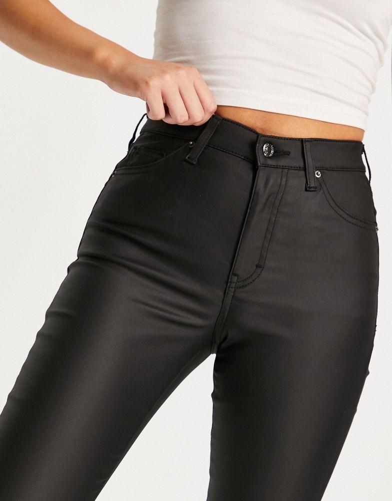 Topshop Jamie jeans in coated black商品第2张图片规格展示