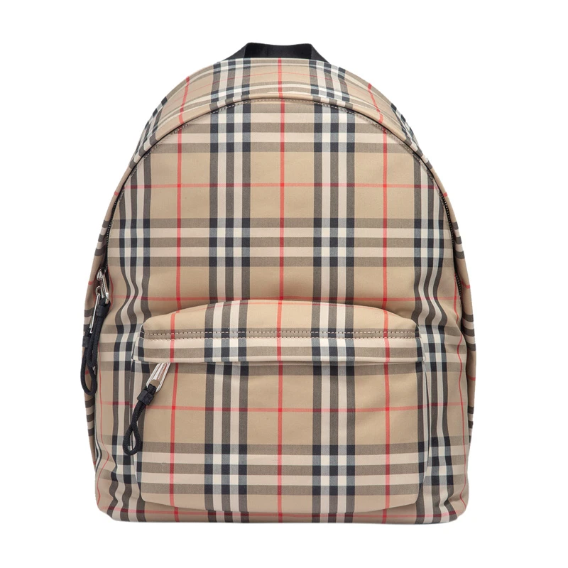 商品[国内直发] Burberry|BURBERRY 博柏利 卡其色经典格纹棉布配皮男士双肩包 8016106,价格¥8158,第1张图片