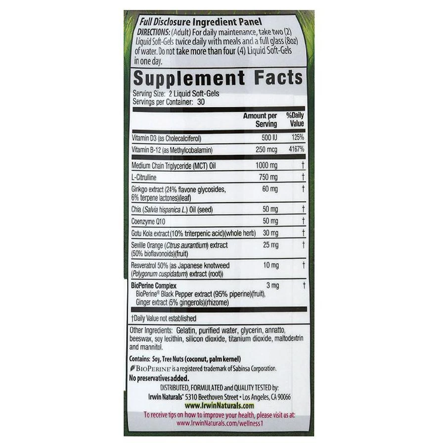 商品Irwin Naturals|CoQ 10-RED with Nitric Oxide Booster,价格¥200,第2张图片详细描述