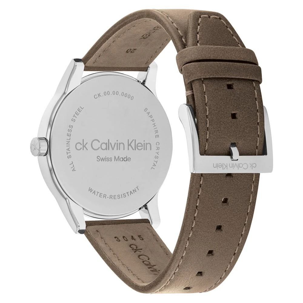 商品Calvin Klein|Men's Swiss Dressed Brown Leather Strap Watch 40mm,价格¥1352,第3张图片详细描述