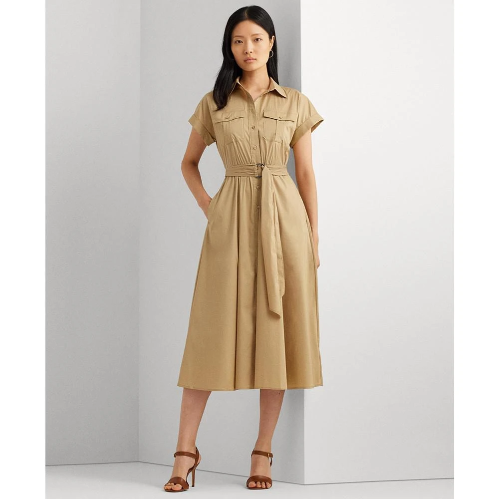 商品Ralph Lauren|Women's Belted Cotton-Blend Shirtdress,价格¥1441,第1张图片