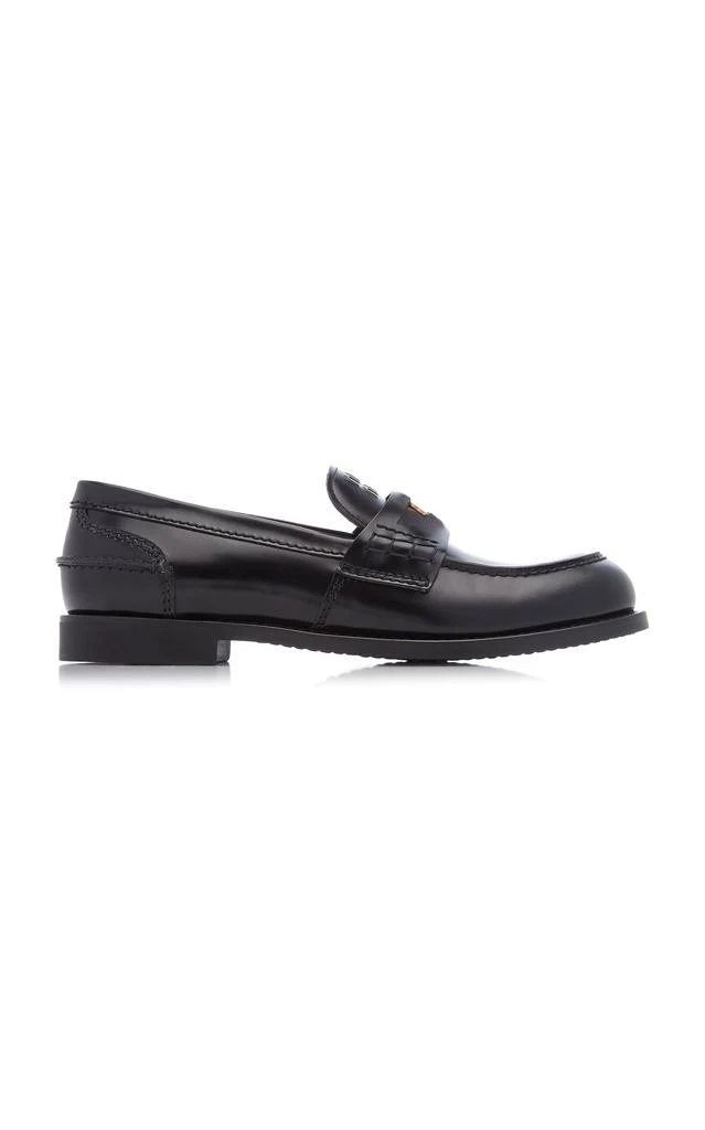 商品Miu Miu|Miu Miu - Spazzolato Leather Loafers - Black - IT 41 - Moda Operandi,价格¥9437,第1张图片