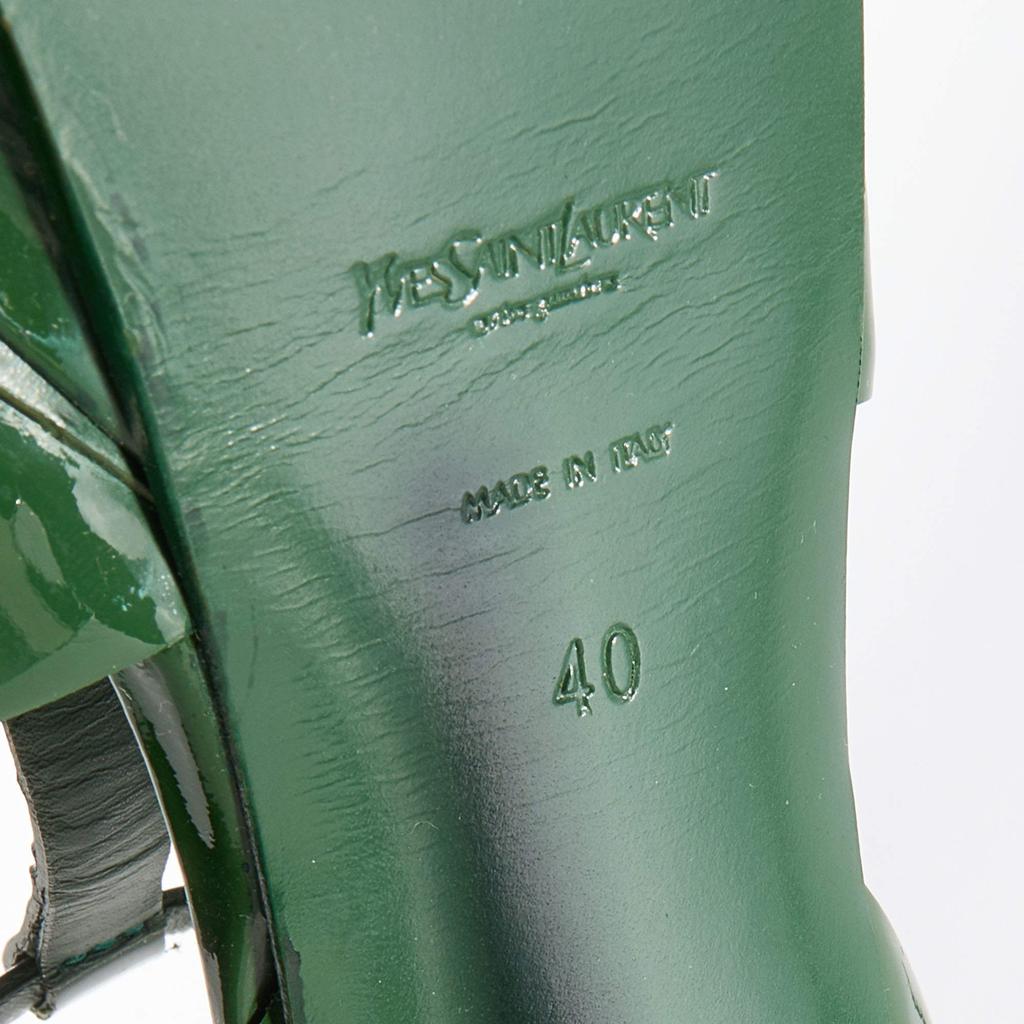 Yves Saint Laurent Green Patent Leather Tribute Platform Sandals Size 40商品第8张图片规格展示