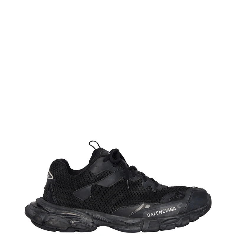 商品Balenciaga|Balenciaga/巴黎世家 22年春夏新款 TRACK.3系列 女士黑色网布尼龙做旧效果运动鞋700873W3RF11090,价格¥6627,第1张图片