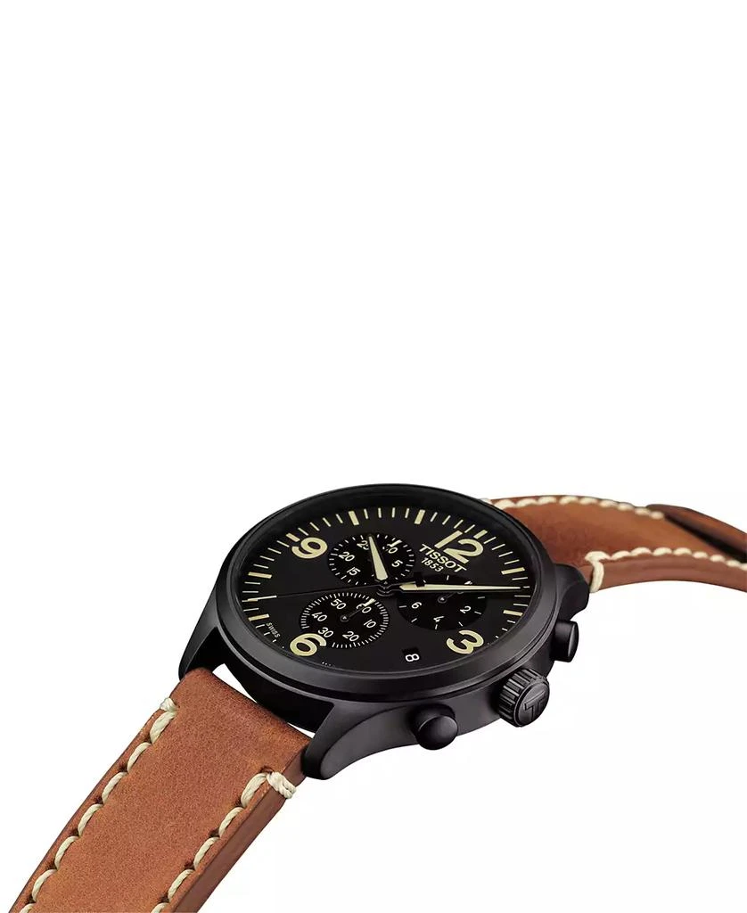 商品Tissot|Men's Swiss Chrono XL Brown Leather Strap Watch 45mm,价格¥2990,第5张图片详细描述