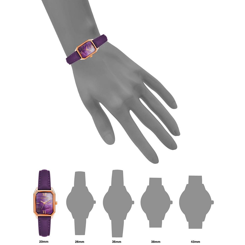 Women's Three-Hand Quartz Purple Genuine Leather Strap Watch, 24mm商品第4张图片规格展示