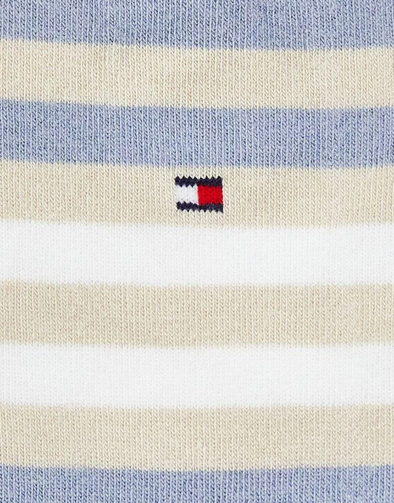 商品Tommy Hilfiger|Tommy Hilfiger 2 pack socks in cream/blue stripe with flag logo,价格¥103,第3张图片详细描述