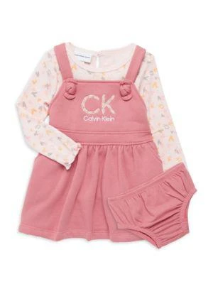 商品Calvin Klein|Baby Girl's 3 Piece Logo Top, Dress & Brief Set,价格¥109,第1张图片