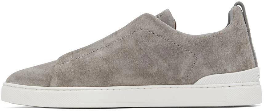 商品Zegna|Gray Triple Stitch Sneakers,价格¥5080,第3张图片详细描述