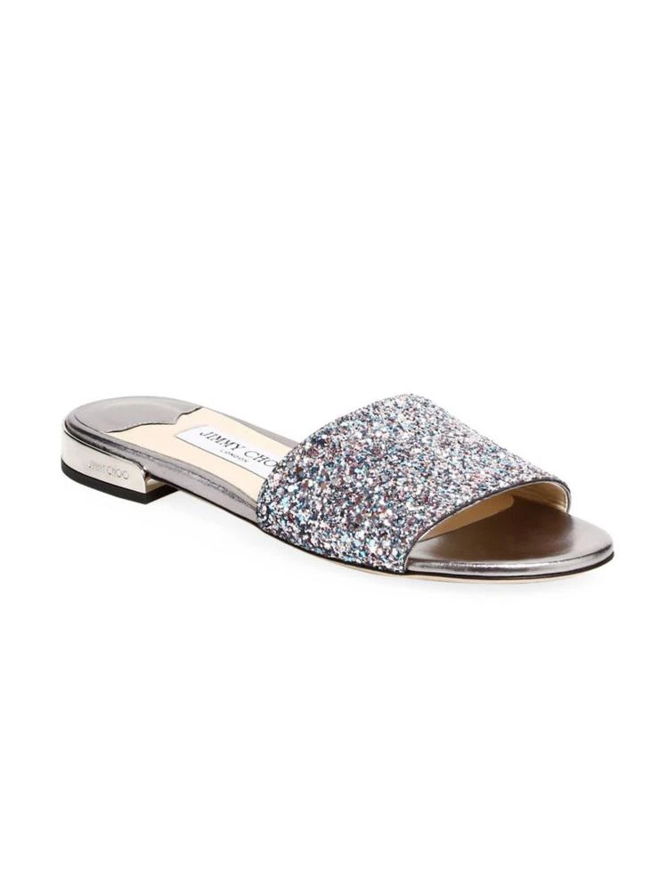 商品Jimmy Choo|Joni Glitter-Embossed Leather Slides,价格¥1574,第2张图片详细描述