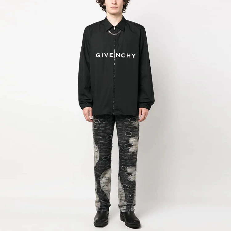 商品[国内直发] Givenchy|GIVENCHY纪梵希 SS23 字母Logo印花拉链长袖衬衫 男款 黑色,价格¥4170,第3张图片详细描述