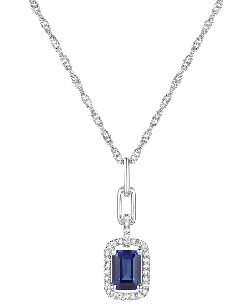 商品Macy's|2-Pc. Set Lab-Grown Sapphire (2-1/2 ct. t.w.) & Lab-Grown White Sapphire (3/8 ct. t.w.) Halo Pendant Necklace & Drop Earrings in Sterling Silver,价格¥648,第4张图片详细描述